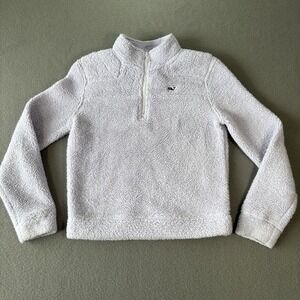 Vineyard Vines Pullover Girls S Light Purple Fuzzy Classic Sherpa 1/4 Zip Preppy